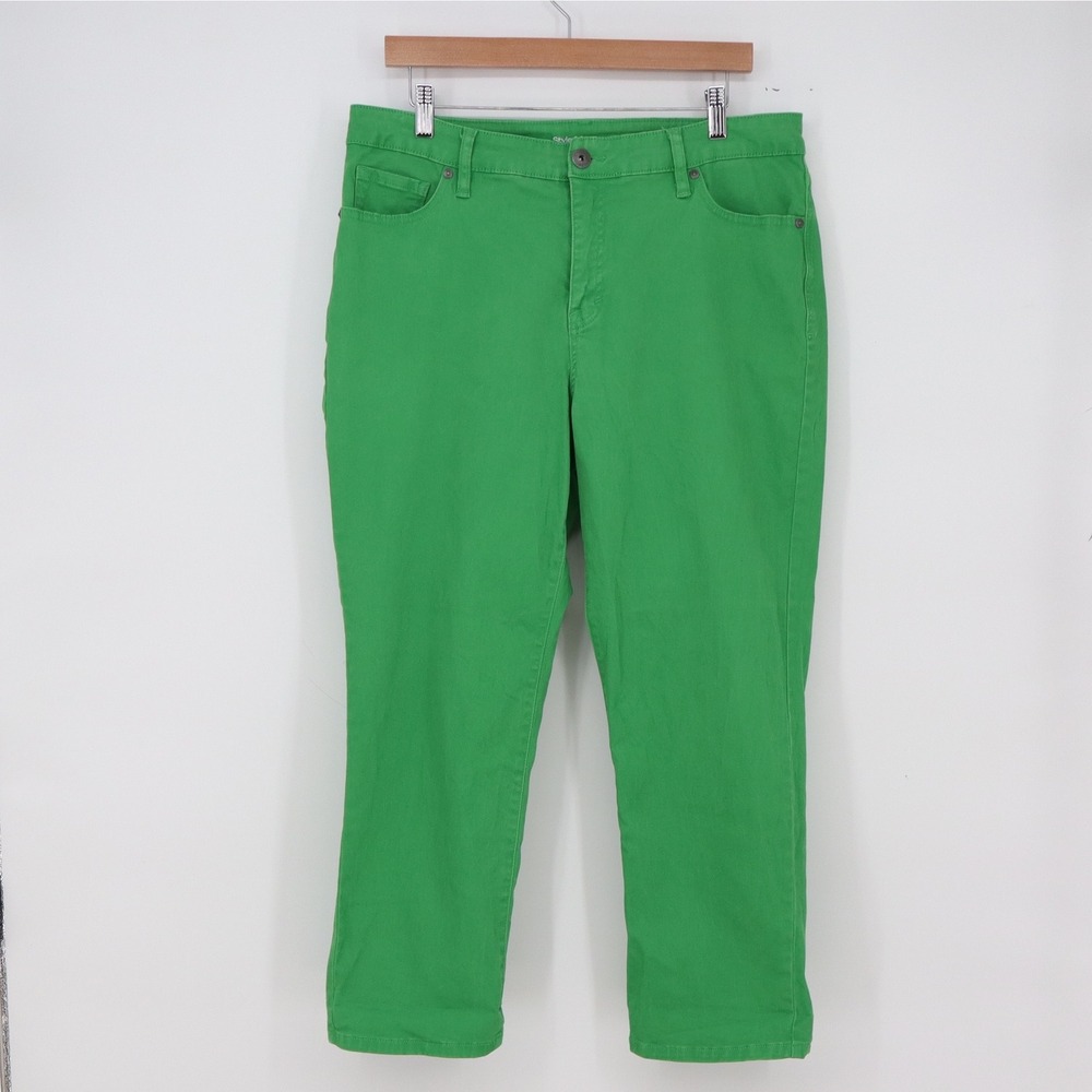 Style & Co Capri Pants Womens 14 Curvy Capri Green Stretch Cropped Excellent